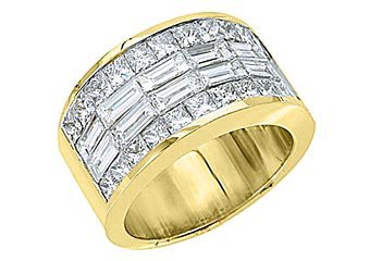 MENS 4 CARAT PRINCESS SQUARE CUT DIAMOND RING WEDDING BAND 18KT YELLOW GOLD