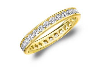 DIAMOND ETERNITY BAND WEDDING RING ROUND CHANNEL SET 14KT YELLOW GOLD 1.00 CARAT