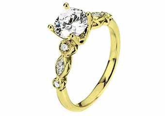 WOMENS DIAMOND ENGAGEMENT RING BRILLIANT ROUND 1.31 CARATS 18KT YELLOW GOLD