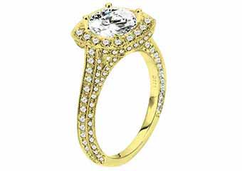 WOMENS DIAMOND ENGAGEMENT HALO RING ROUND CUT 2.13 CARATS 18KT YELLOW GOLD
