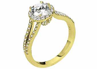 WOMENS DIAMOND ENGAGEMENT HALO RING ROUND CUT 1.48 CARATS 18KT YELLOW GOLD