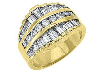 2CT WOMENS BRILLIANT ROUND BAGUETTE CUT DIAMOND RING WEDDING BAND YELLOW GOLD