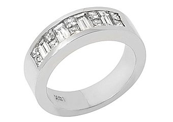1.4CT WOMENS PRINCESS BAGUETTE INVISIBLE DIAMOND RING WEDDING BAND WHITE GOLD