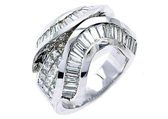4.5CT WOMENS PRINCESS BAGUETTE INVISIBLE DIAMOND RING WEDDING BAND WHITE GOLD