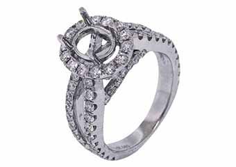 2.05 CARAT WOMENS DIAMOND HALO ENGAGEMENT RING SEMI-MOUNT OVAL SHAPE WHITE GOLD