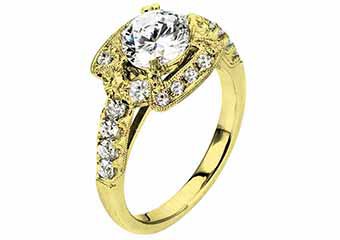 WOMENS DIAMOND ENGAGEMENT HALO RING ROUND CUT 1.84 CARAT 18K YELLOW GOLD