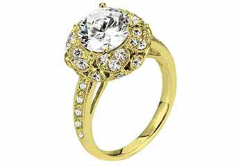 WOMENS DIAMOND ENGAGEMENT HALO RING ROUND CUT 1.98 CARAT 18K YELLOW GOLD