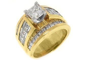 5 CARAT WOMENS DIAMOND ENGAGEMENT RING PRINCESS CUT INVISIBLE YELLOW GOLD