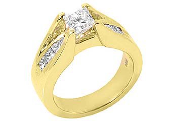 1.7 CARAT WOMENS DIAMOND ENGAGEMENT WEDDING RING PRINCESS SQUARE CUT YELLOW GOLD
