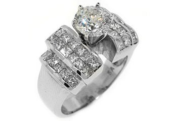 3 CARAT WOMENS DIAMOND ENGAGEMENT RING ROUND PRINCESS CUT INVISIBLE WHITE GOLD