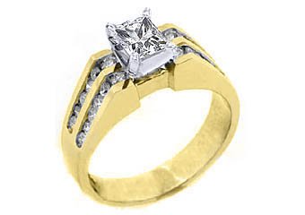 1.3 CARAT WOMENS DIAMOND ENGAGEMENT WEDDING RING PRINCESS ROUND CUT YELLOW GOLD