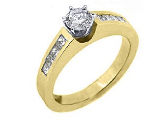 1.2 CARAT WOMENS DIAMOND ENGAGEMENT WEDDING RING ROUND PRINCESS CUT YELLOW GOLD