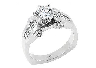 1.83 CARAT WOMENS DIAMOND ENGAGEMENT WEDDING RING ROUND BAGUETTE CUT WHITE GOLD