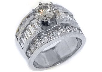3.6 CARAT WOMENS DIAMOND ENGAGEMENT WEDDING RING ROUND BAGUETTE CUT WHITE GOLD