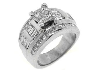 2CT WOMENS DIAMOND ENGAGEMENT WEDDING RING PRINCESS CUT INVISIBLE WHITE GOLD