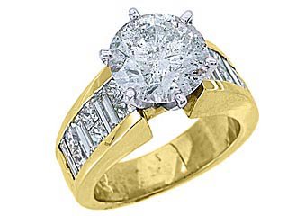 6 CARAT WOMENS DIAMOND ENGAGEMENT RING ROUND PRINCESS BAGUETTE CUT YELLOW GOLD