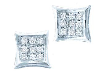 .05 CARAT PRINCESS SQUARE KITE MICROPAVE DIAMOND STUD EARRINGS 925 SILVER 57289