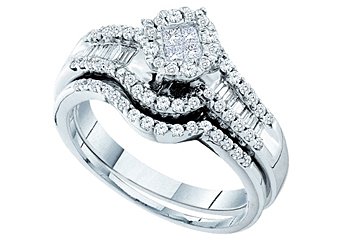 WOMENS DIAMOND ENGAGEMENT RING WEDDING BAND BRIDAL SET ROUND CUT .73 CARAT