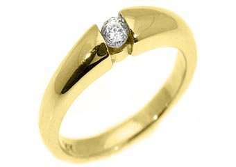 WOMENS SOLITAIRE BRILLIANT ROUND DIAMOND PROMISE RING TENSION SET YELLOW GOLD