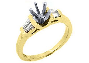 1/3 CARAT WOMENS DIAMOND ENGAGEMENT RING SEMI-MOUNT BAGUETTE CUT YELLOW GOLD