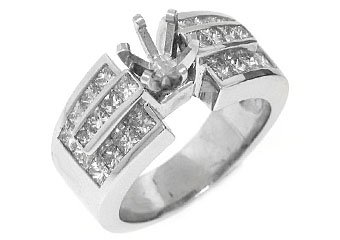 1.52 CARAT WOMENS DIAMOND ENGAGEMENT RING SEMI-MOUNT PRINCESS CUT WHITE GOLD