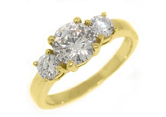 1.81 CARAT WOMENS 3-STONE PAST PRESENT FUTURE DIAMOND RING ROUND CUT YELLOW GOLD