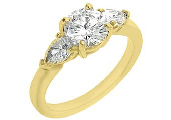 1.65 CARAT WOMENS 3-STONE PAST PRESENT FUTURE DIAMOND RING ROUND CUT YELLOW GOLD