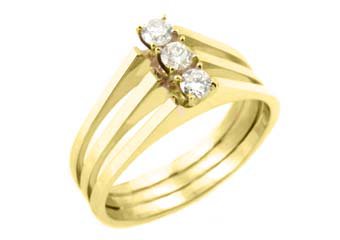1/2 CARAT WOMENS 3-STONE PAST PRESENT FUTURE DIAMOND RING ROUND CUT YELLOW GOLD