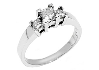 1 CARAT WOMENS 3-STONE PAST PRESENT FUTURE DIAMOND RING PRINCESS CUT WHITE GOLD