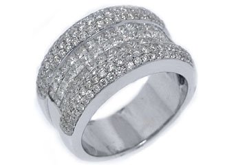 2.5 CARAT WOMENS PRINCESS CUT INVISIBLE DIAMOND RING WEDDING BAND WHITE GOLD