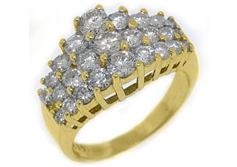 WOMENS 2.18 CARAT ROUND CUT DIAMOND CLUSTER RING WEDDING BAND 14KT YELLOW GOLD