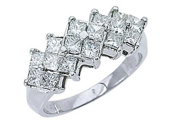 WOMENS 1.20 CARAT PRINCESS SQUARE CUT DIAMOND RING WEDDING BAND 14KT WHITE GOLD