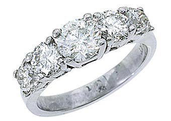 2.25 CARAT WOMENS BRILLIANT ROUND 5-STONE DIAMOND RING WEDDING BAND WHITE GOLD