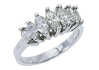 1.28 CARAT WOMENS MARQUISE CUT 7-STONE DIAMOND RING WEDDING BAND WHITE GOLD