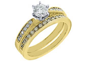 1 CARAT WOMENS DIAMOND ENGAGEMENT RING WEDDING BAND BRIDAL SET ROUND YELLOW GOLD