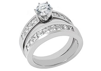 2CT WOMENS DIAMOND ENGAGEMENT RING WEDDING BAND BRIDAL SET ROUND PRINCESS CUT