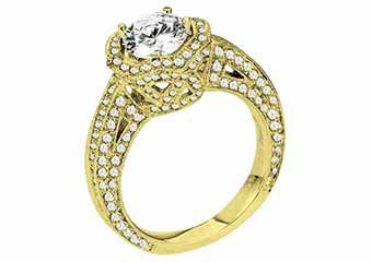 WOMENS DIAMOND ENGAGEMENT HALO RING ROUND CUT 2.25 CARAT 14K YELLOW GOLD