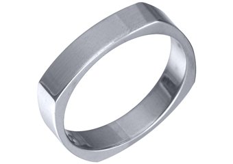 MENS WEDDING BAND ENGAGEMENT RING WHITE GOLD HIGH GLOSS 4mm