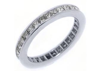 WOMENS DIAMOND ETERNITY BAND WEDDING RING PRINCESS CUT 2 CARAT 14KT WHITE GOLD