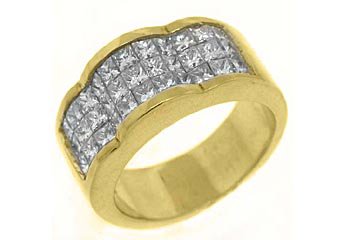 2.2CT WOMENS PRINCESS SQUARE CUT INVISIBLE DIAMOND RING WEDDING BAND YELLOW GOLD