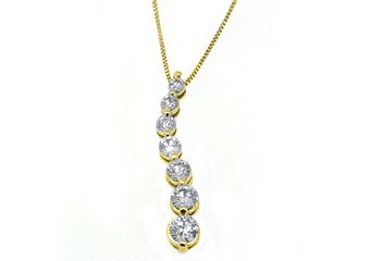 1 Carat Womens Diamond Journey Pendant 14KT Yellow Gold Brilliant Round Cut