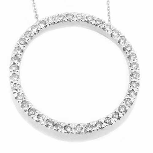 Womens Diamond Circle of Love Pendant 14KT White Gold Brilliant Round Cut