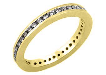 WOMENS DIAMOND ETERNITY BAND WEDDING RING ROUND CUT CHANNEL SET 14KT YELLOW GOLD