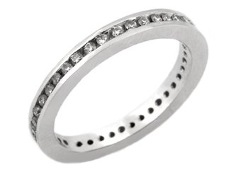 WOMENS DIAMOND ETERNITY BAND WEDDING RING ROUND CUT CHANNEL SET 14KT WHITE GOLD