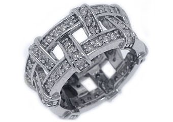 WOMENS DIAMOND ETERNITY BAND WEDDING RING PAVE SET 1.5 CARAT 14KT WHITE GOLD