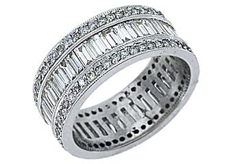WOMENS DIAMOND ETERNITY BAND WEDDING RING BAGUETTE CUT 3 CARATS 14KT WHITE GOLD