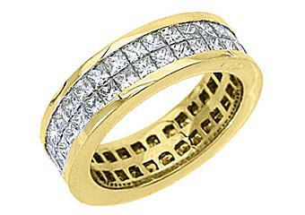WOMENS DIAMOND ETERNITY BAND WEDDING RING SQUARE PRINCESS 3.5 CARAT YELLOW GOLD