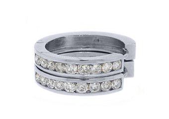 WOMENS 1.8 CARAT BRILLIANT ROUND CUT DIAMOND HOOP EARRINGS WHITE GOLD