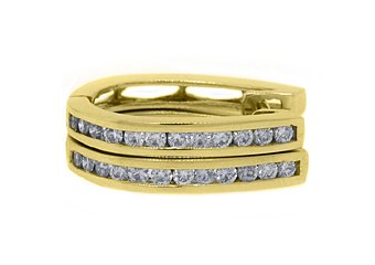 WOMENS .83 CARAT ROUND CUT DIAMOND HOOP EARRINGS 14KT YELLOW GOLD