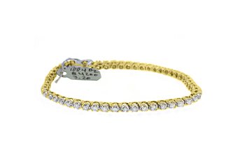 WOMENS DIAMOND TENNIS LINK BRACELET 3.20 CARAT ROUND CUT 14K YELLOW GOLD 8" INCH